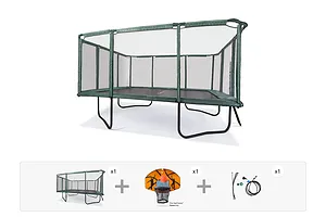 GeeTramp Force 14ft x 16ft Rectangle Trampoline - Black Edition - High Bounce - Family Fun Bundle image 1