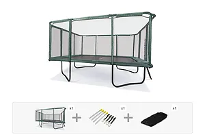 GeeTramp Force 14ft x 16ft Rectangle Trampoline - Black Edition - High Bounce - Peace of Mind Bundle image 1