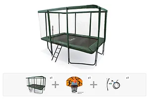 GeeTramp Force 7ft x 10ft Rectangle Trampoline Black Edition - Family Fun Bundle image 1