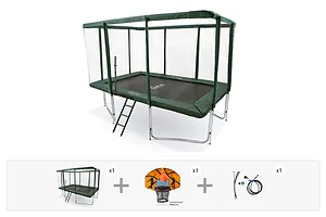 GeeTramp Force 8ft x 12ft Rectangle Trampoline - High Bounce - Family Fun Bundle image 1