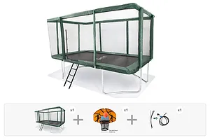 GeeTramp Force 9ft x 14ft Rectangle Trampoline - High Bounce - Family Fun Bundle image 1