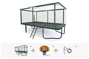 GeeTramp Force 10ft x 17ft Rectangle Trampoline - Black Edition - Standard - Family Fun Bundle image 1