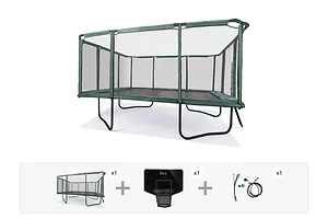 GeeTramp Force 14ft x 16ft Rectangle Trampoline - Black Edition - High Bounce /w AU Springs - Family Fun Bundle image 1