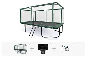 GeeTramp Force 10ft x 17ft Rectangle Trampoline - Black Edition - High Bounce with AU Springs - Family Fun Bundle image 1