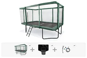 GeeTramp Force 9ft x 14ft Rectangle Trampoline - Black Edition - High Bounce /w AU Springs - Family Fun Bundle image 1