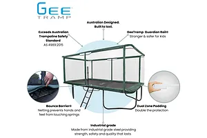 GeeTramp Force 10ft x 17ft Rectangle Trampoline - Black Edition - High Bounce image 2460