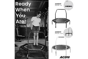 ACON Fitness Rebounder - Hexagon Rebounder Trampoline /w Handle - 55" (1.41m) White image 3300