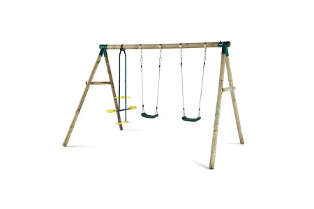 Plum® Colobus Wooden Double Swing Set with Double Glider