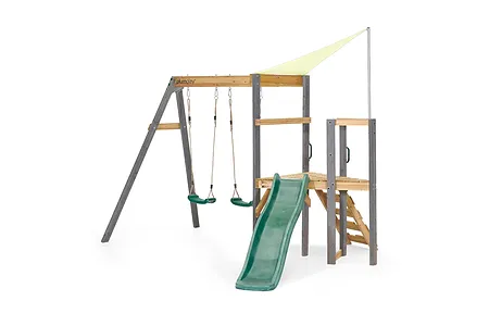 Plum® Barbary Playcentre with 6ft Slide, Double Swing & Shade Cover