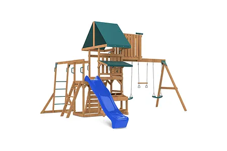 Walton Swing Set, Monkey Bars & Playground w/ 2.2m Blue Slide