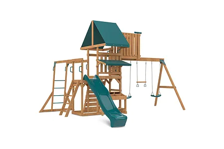 Walton Swing Set, Monkey Bars & Playground w/ 2.2m Green Slide