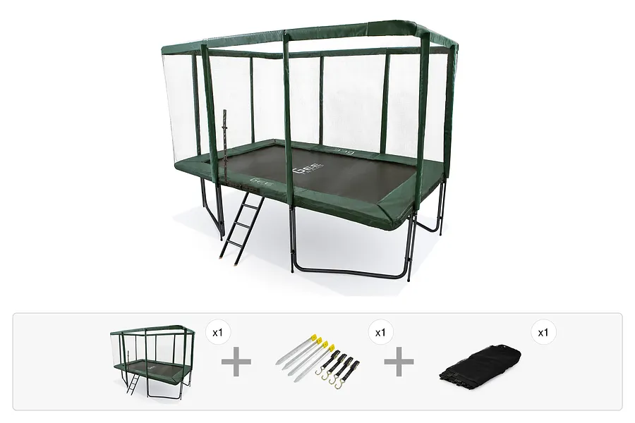 GeeTramp Force 7ft x 10ft Rectangle Trampoline Black Edition - Peace of Mind Bundle image 1