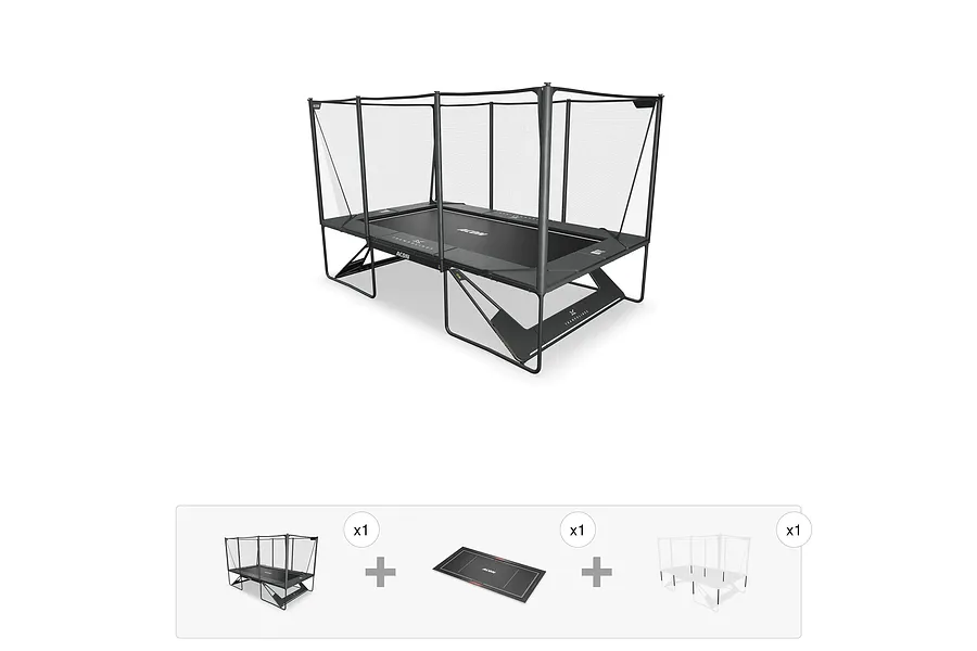 ACON X 17ft Trampoline with Net Enclosure and Ladder  - Black - Peak Performance Bundle image 1