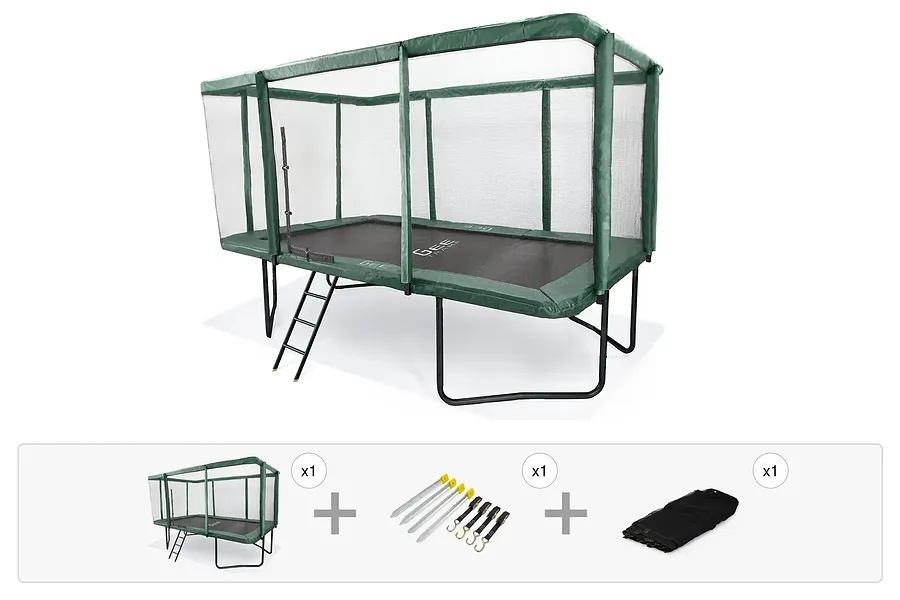 GeeTramp Force 9ft x 14ft Rectangle Trampoline - Black Edition - Standard  - Peace of Mind Bundle image 1