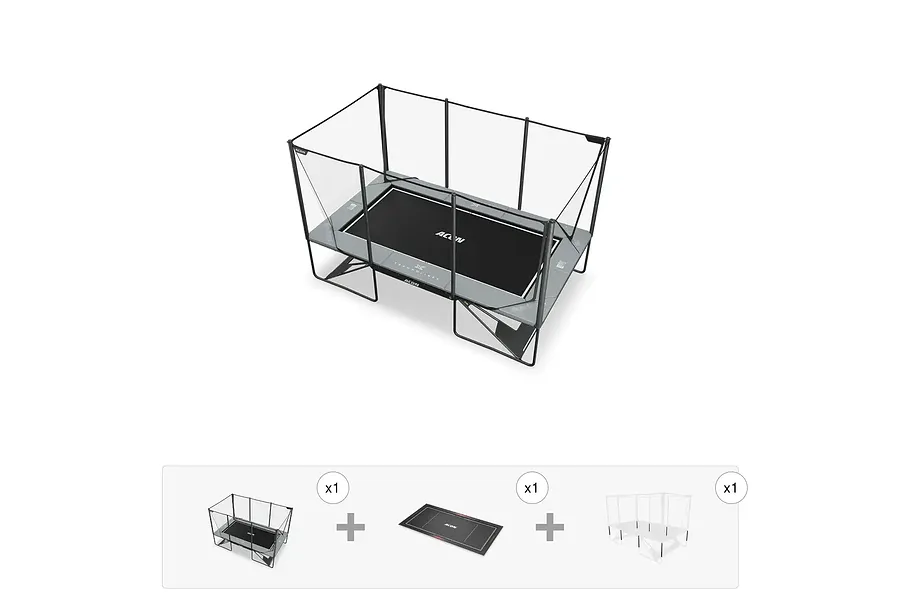 ACON X 17ft Trampoline with Net Enclosure and Ladder - Grey - Peak Performance Bundle image 1