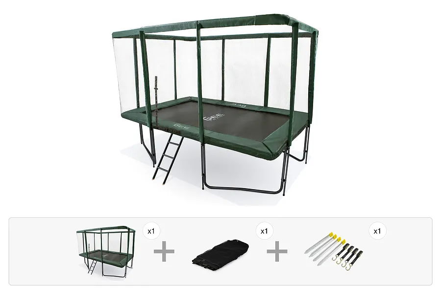 GeeTramp Force 8ft x 12ft Rectangle Trampoline - Black Edition - Standard - Peace of Mind Bundle image 1