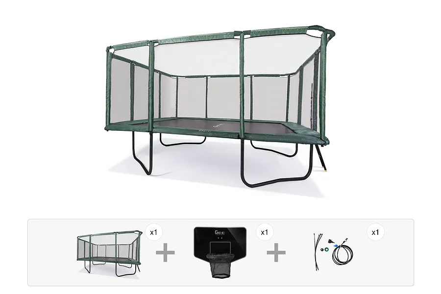 GeeTramp Force 14ft x 16ft Rectangle Trampoline - Black Edition - Standard - Family Fun Bundle image 1