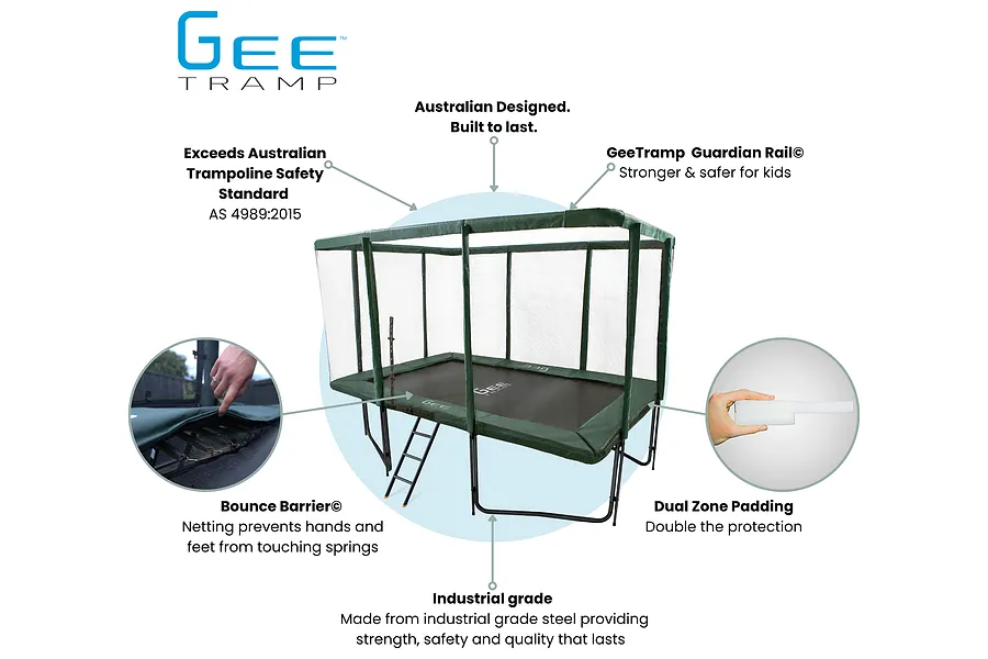 GeeTramp Force 7ft x 10ft Rectangle Trampoline Black Edition image 2446