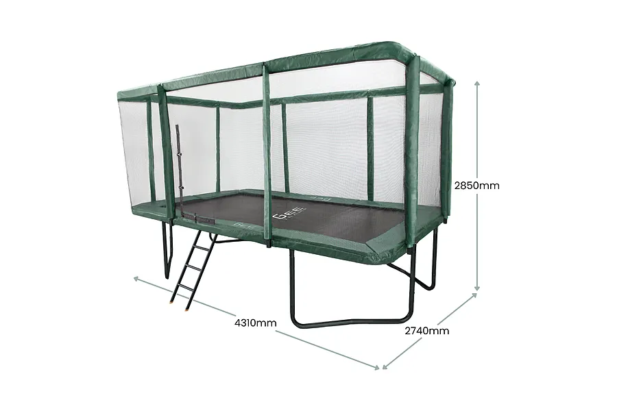 GeeTramp Force 9ft x 14ft Rectangle Trampoline - Black Edition - High Bounce image 2777