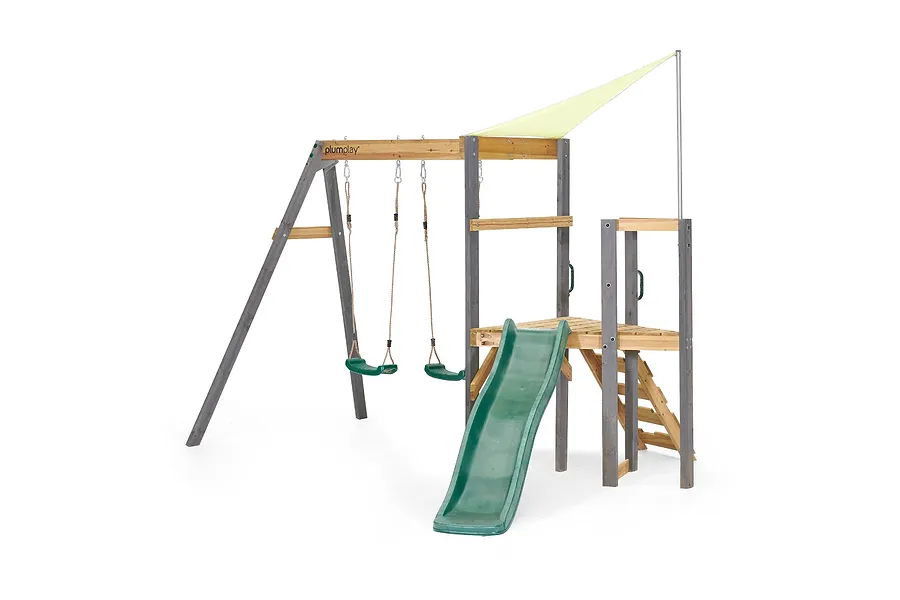 Plum® Barbary Playcentre with 6ft Slide, Double Swing &amp;amp; Shade Cover image 2905