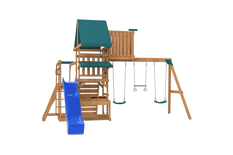 Walton Swing Set, Monkey Bars &amp;amp; Playground w/ 2.2m Blue Slide image 3108