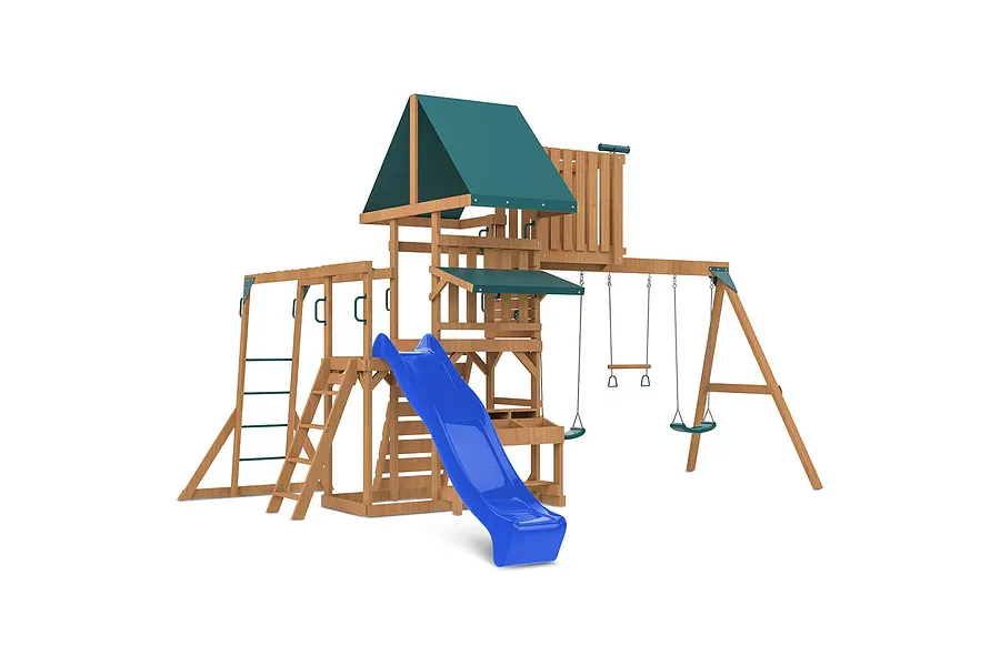 Walton Swing Set, Monkey Bars &amp;amp; Playground w/ 2.2m Blue Slide image 3109