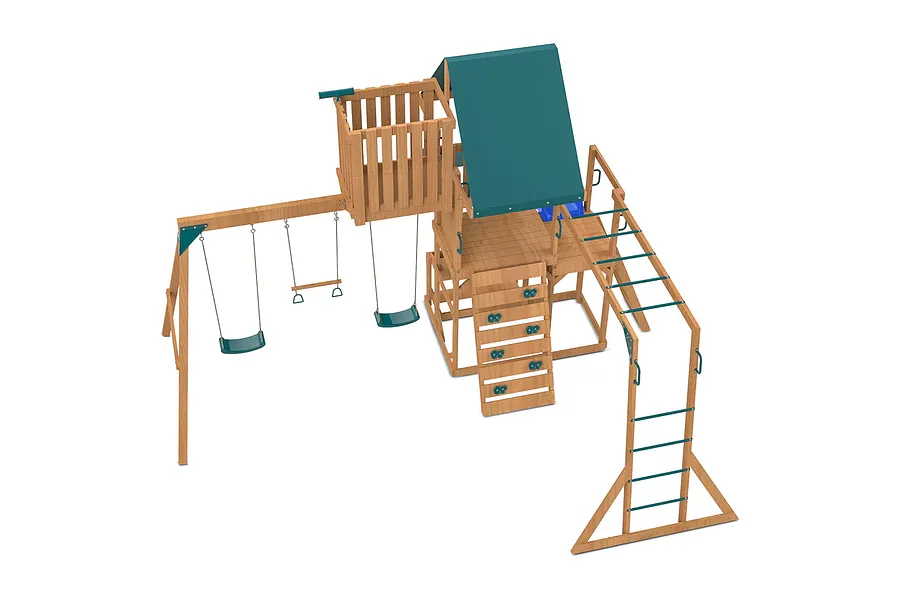 Walton Swing Set, Monkey Bars &amp;amp; Playground w/ 2.2m Blue Slide image 3112