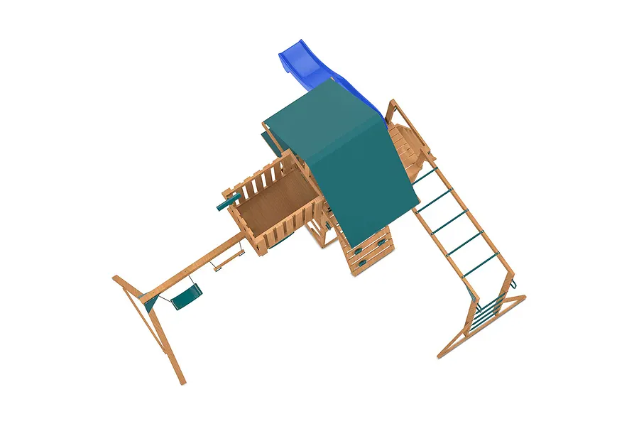 Walton Swing Set, Monkey Bars &amp;amp; Playground w/ 2.2m Blue Slide image 3113