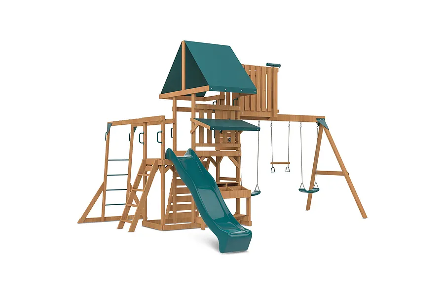 Walton Swing Set, Monkey Bars &amp;amp; Playground w/ 2.2m Green Slide image 3116