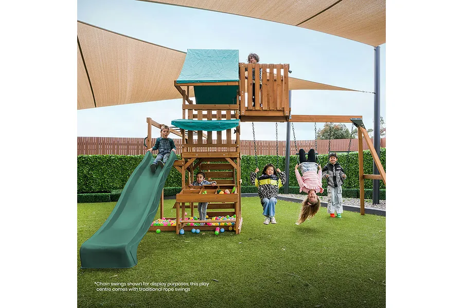 Walton Swing Set, Monkey Bars &amp;amp; Playground w/ 2.2m Green Slide image 3117