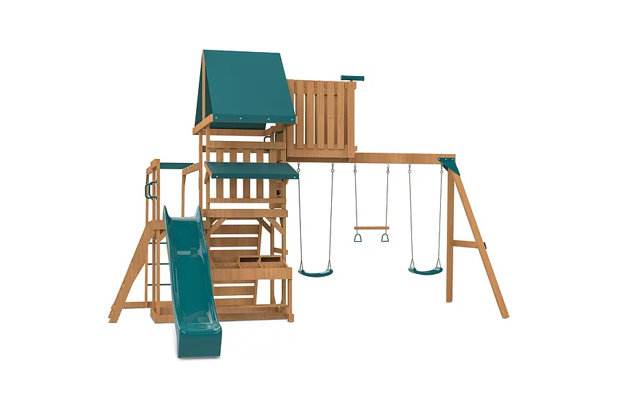 Walton Swing Set, Monkey Bars &amp;amp; Playground w/ 2.2m Green Slide image 3118