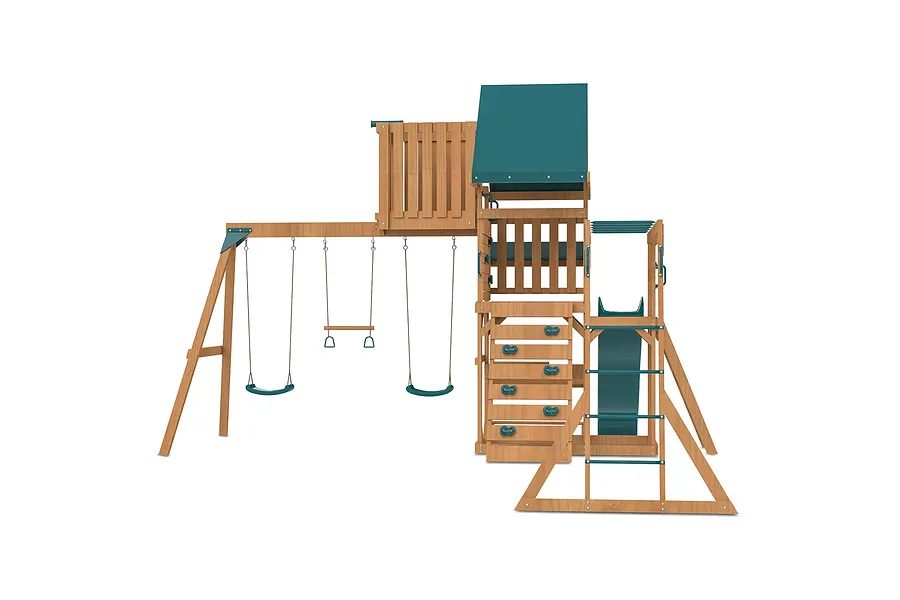 Walton Swing Set, Monkey Bars &amp;amp; Playground w/ 2.2m Green Slide image 3120