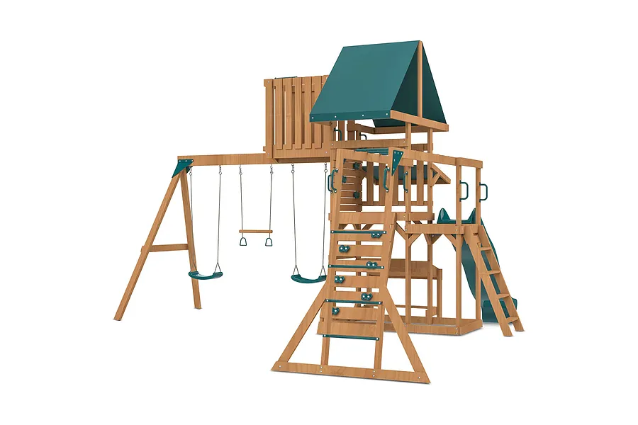 Walton Swing Set, Monkey Bars &amp;amp; Playground w/ 2.2m Green Slide image 3121