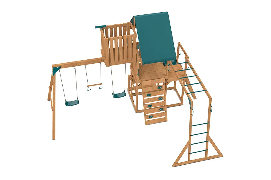 Walton Swing Set, Monkey Bars &amp;amp; Playground w/ 2.2m Green Slide image 3122