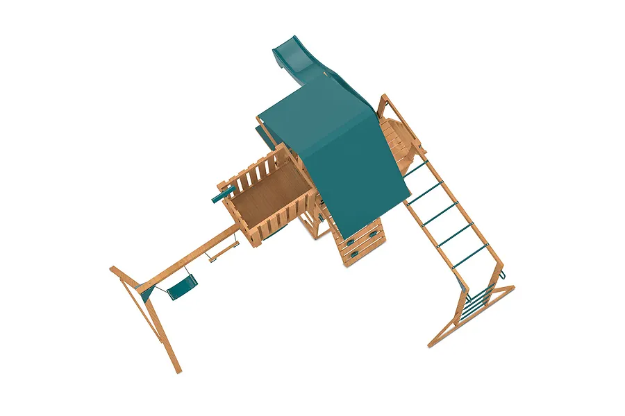 Walton Swing Set, Monkey Bars &amp;amp; Playground w/ 2.2m Green Slide image 3123
