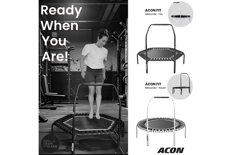 ACON Fitness Rebounder - Hexagon Rebounder Trampoline w/ Handle - 55&amp;quot; (1.41m) White image 3300