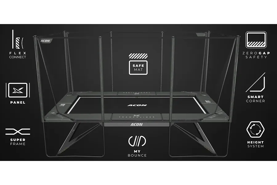 ACON X 17ft Trampoline with Net Enclosure and Ladder - Grey image 3412