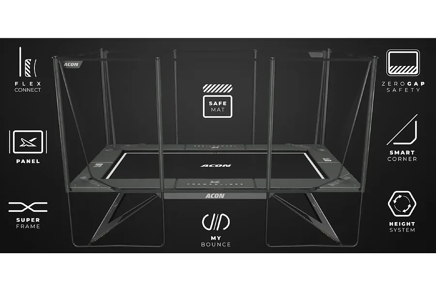 ACON X 17ft Trampoline with Net Enclosure and Ladder  - Black - Peak Performance Bundle image 10
