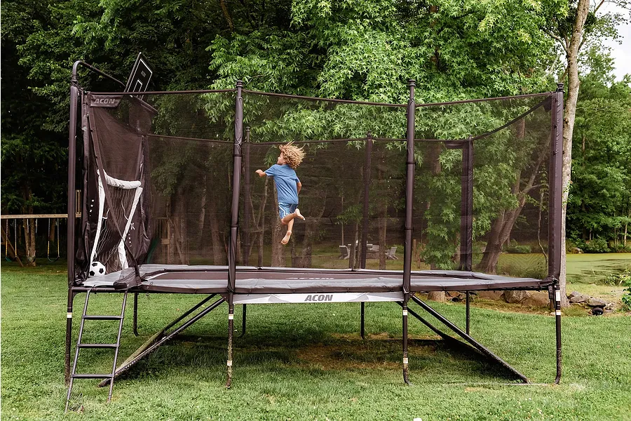 ACON X Basketball Hoop with Back Net for 17ft Rectangle Trampoline image 4718